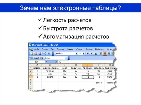 Правила заполнения электронной таблицы 8 класс