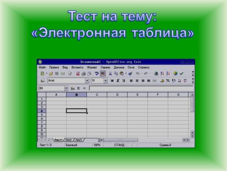 Тестирование по теме электронные таблицы
