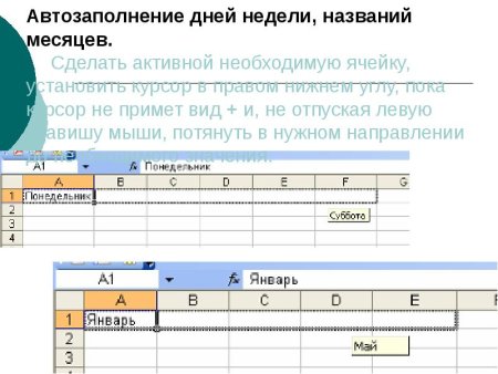 Структура электронной таблицы