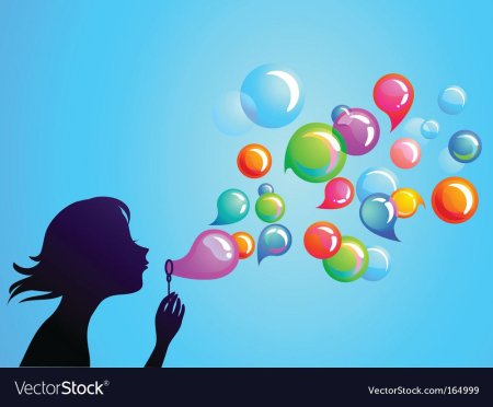 Девочка с мыльными пузырями вектор