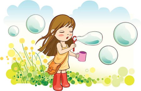 Дети мыльные пузыри вектор