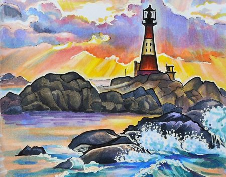 Нарисовать море фломастером