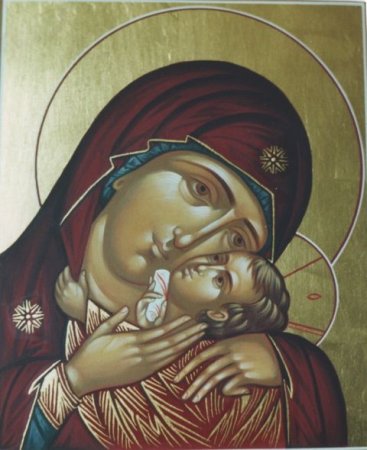 Икона Божией матери обнимающая младенца