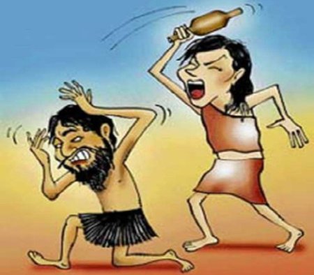 Жена бьет мужа карикатура