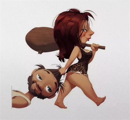 Женщина тащит мужчину