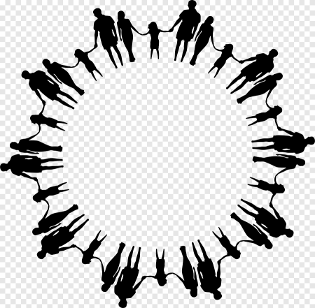 Силуэт людей держащихся за руки
