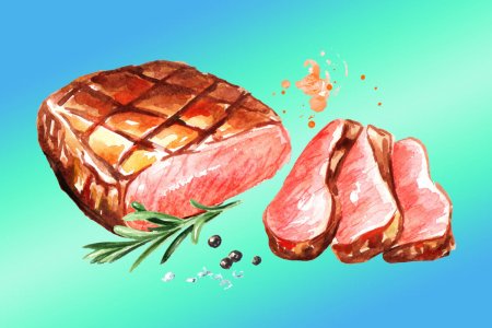 Мясо акварель