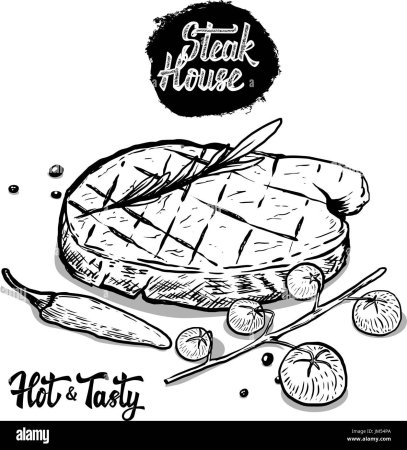 Стейк на тарелке вектор