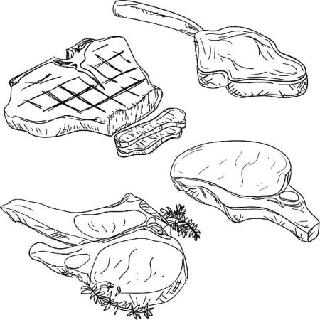 Наброски стейка карандашом