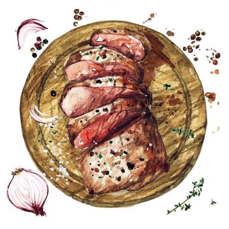 Мясо акварель