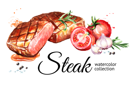 Мясные блюда акварель