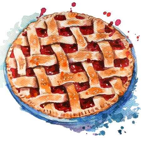 Пирог сверху акварель