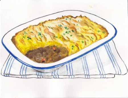 Нарисованный пирог с грибами