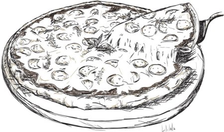 Пицца для рисования черно белая