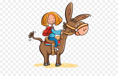 Женщина на ослике рисунок