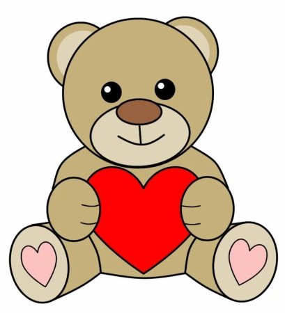 Мишка с сердечком рисунок
