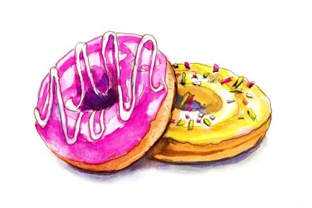 Пончик рисунок акварелью