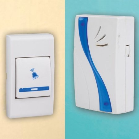 Звонок беспроводной ЗБ-8 32 мелодии 120м с кнопкой ip44 бело-голубой in Home