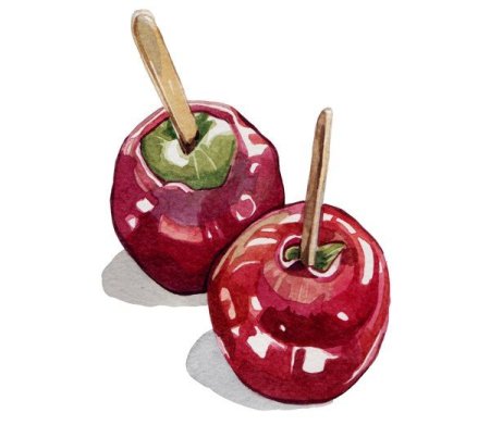 Яблоко в карамели акварелью