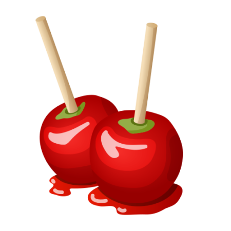 Яблоко в карамели на прозрачном фоне