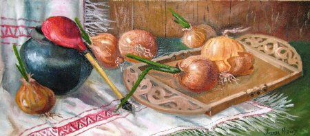 Натюрморт с луком живопись