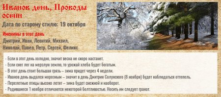 1 Ноября народный календарь