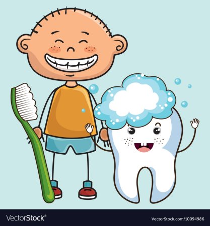 Веселый зуб с щеткой