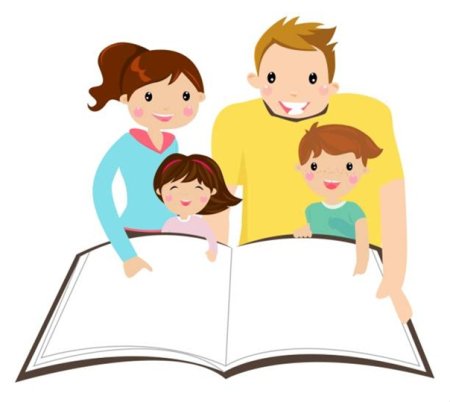 Семья с книгой на прозрачном фоне