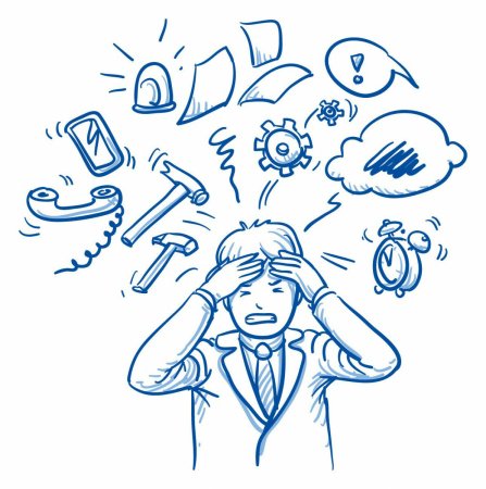 Человек в стрессе нарисованный