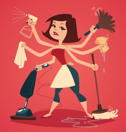 Карикатура на женщину домохозяйку