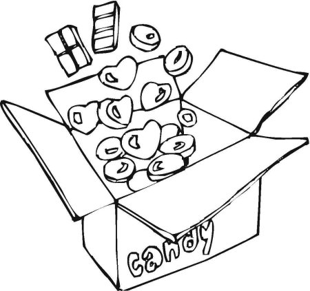 Раскраска шоколадные конфеты в коробке