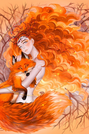 Рыжая девушка с лисой