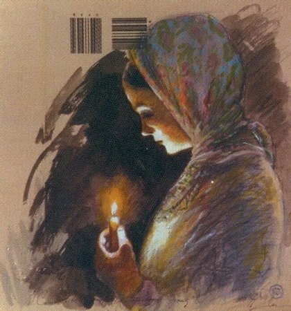 Молящиеся в храме живопись