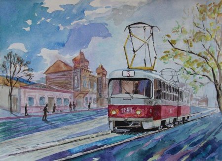 Трамвай рисунок