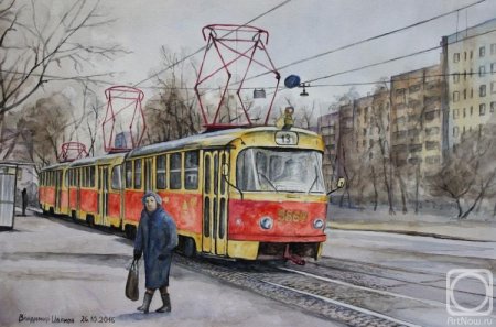 Городской пейзаж с автобусом