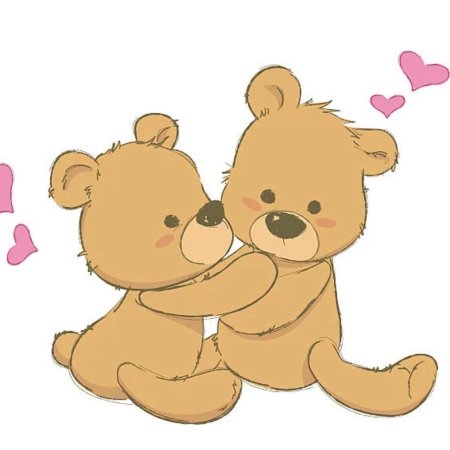 Две мишки в обнимку