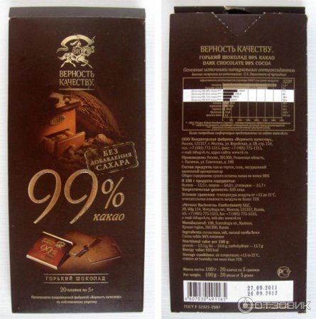 Шоколад 99 процентов какао состав