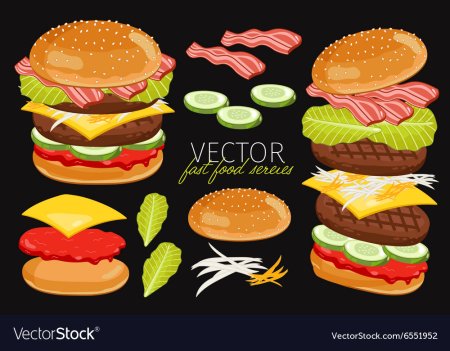 Бургер Графика на черном фоне