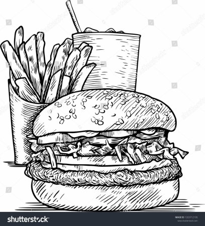 Раскраски картошка фри и гамбургер