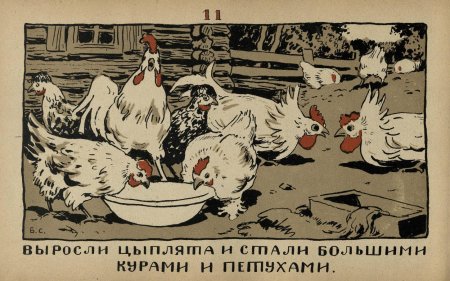 Курица с плакатом