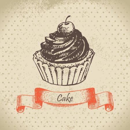 Рисунки тортов в стиле ретро