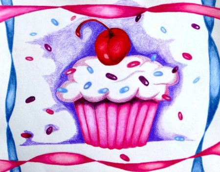 Открытки день рождение своими руками с рисунком кекса