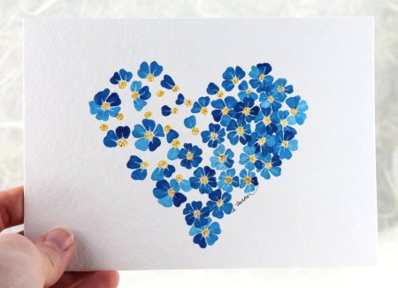 Открытка с незабудками из бумаги