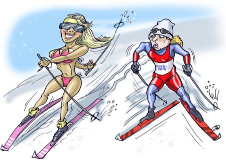 Горнолыжник карикатура