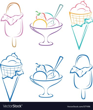 Мороженое в креманке контур