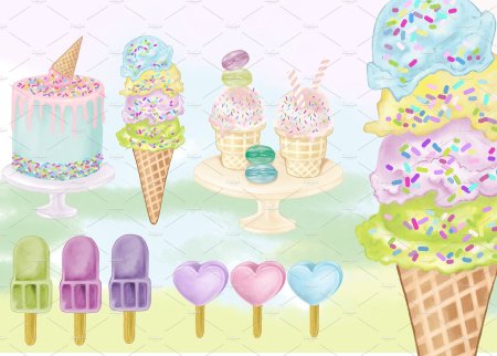 Мороженое рисунок акварелью