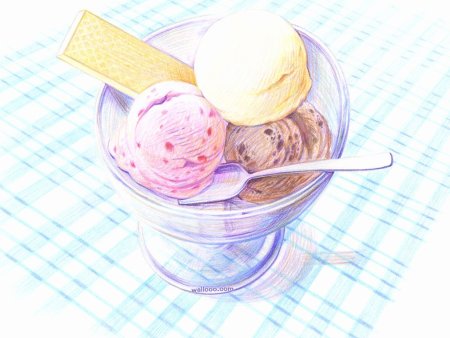 Мороженое цветными карандашами
