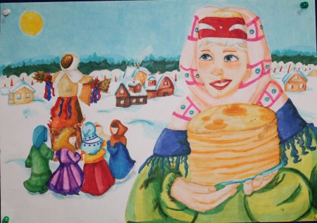 Масленица детские рисунки