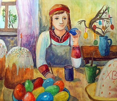 Пасха в Кубанской семье живопись