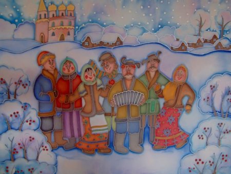 Рождественские гуляния рисунок